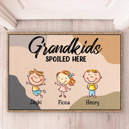 Family - Grandkids Spoiled Here - Personalized Doormat - Makezbright Gifts