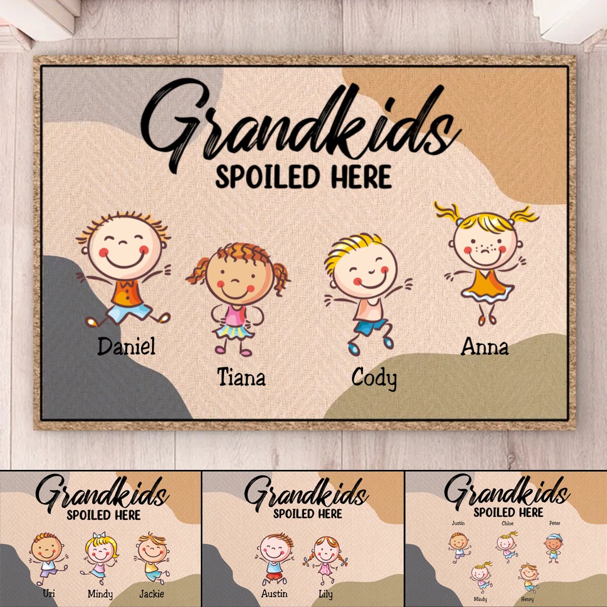 Family - Grandkids Spoiled Here - Personalized Doormat - Makezbright Gifts