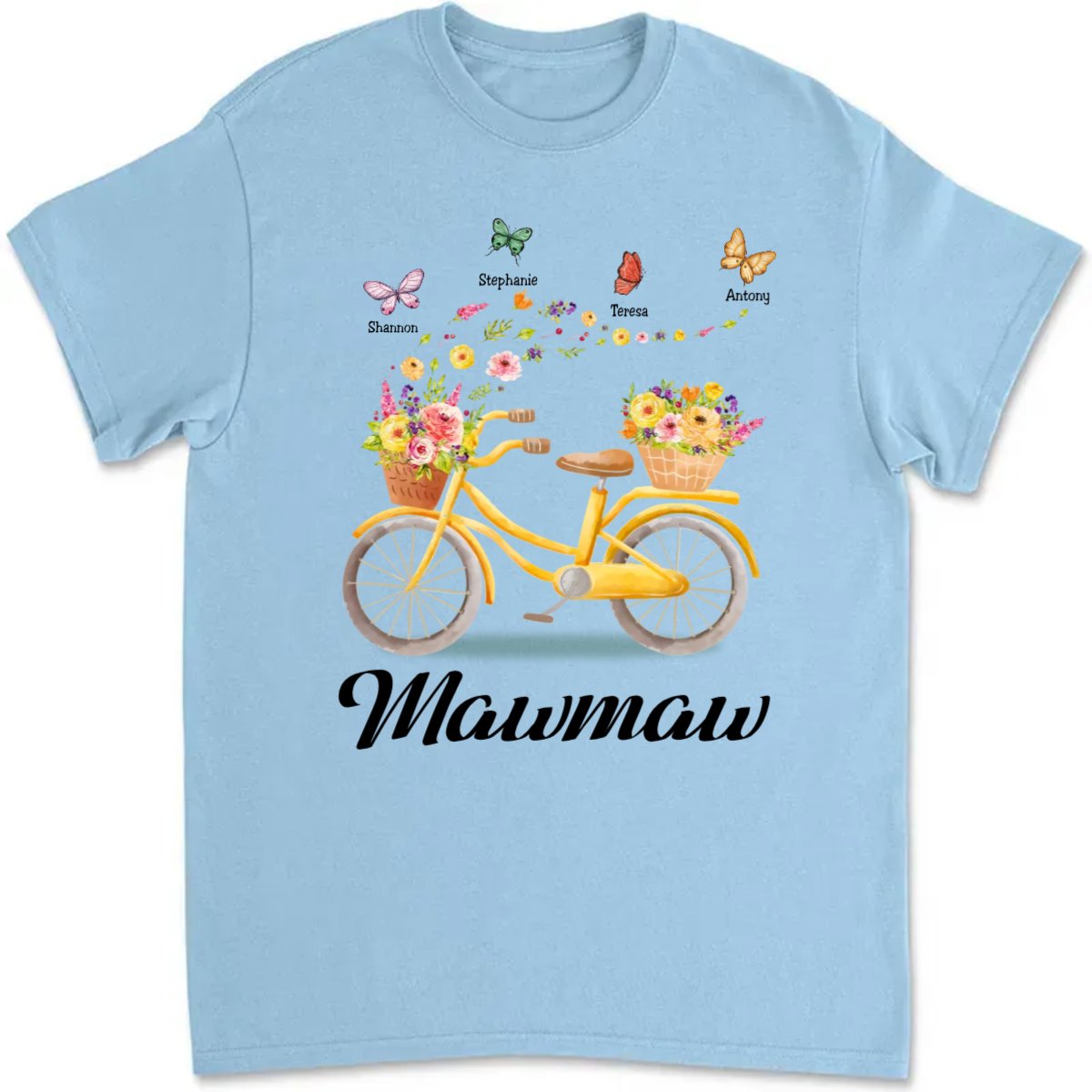 Family - Grandma Bicycle With Flowers Shirt - Personalized T - Shirt - Makezbright Gifts