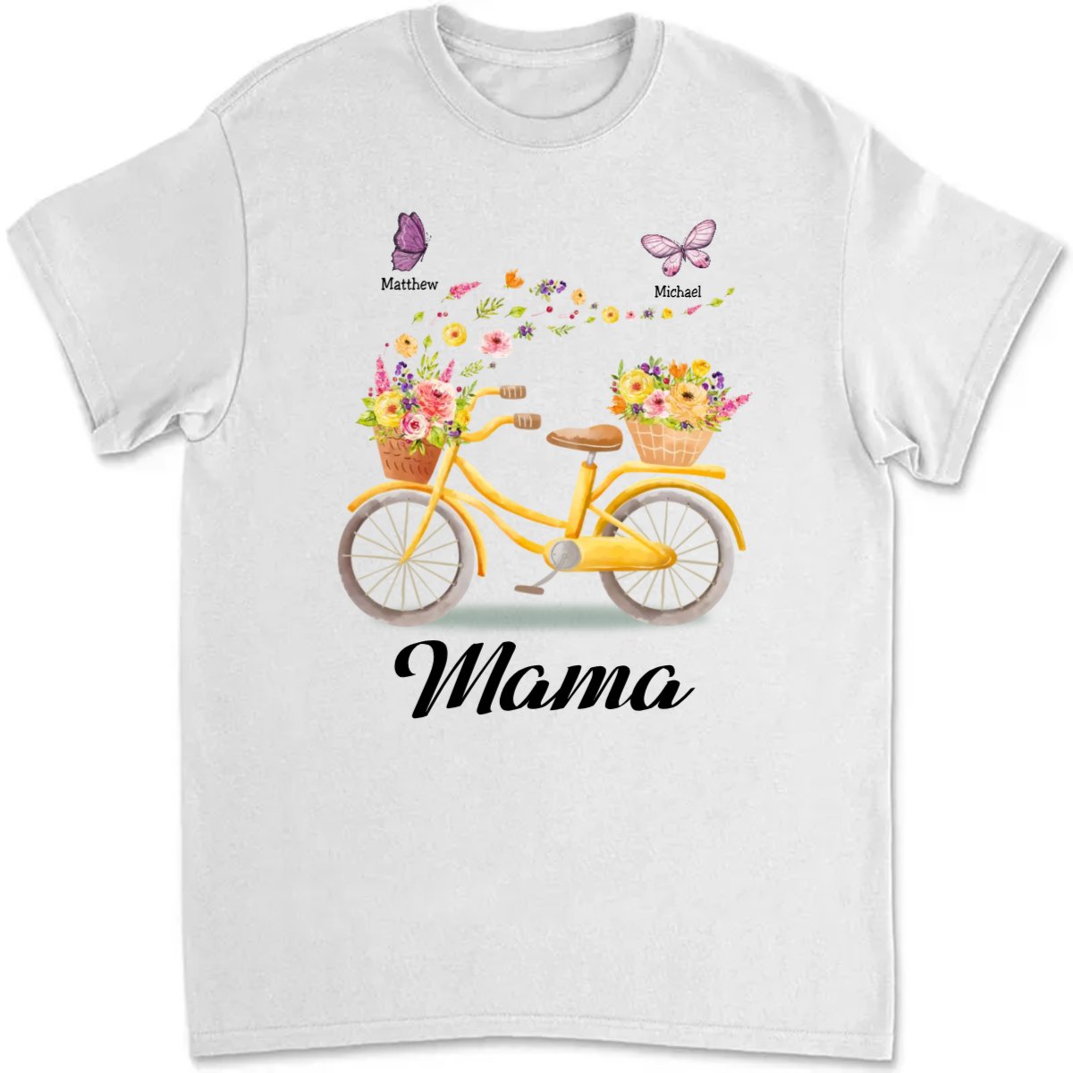 Family - Grandma Bicycle With Flowers Shirt - Personalized T - Shirt - Makezbright Gifts