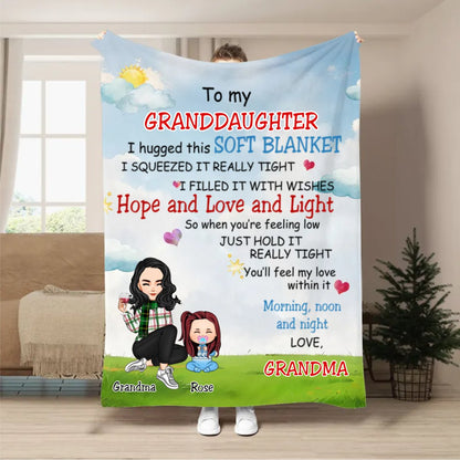 Family - Grandma & Grandkid Hope And Love And Light - Personalized Blanket (QH) - Makezbright Gifts