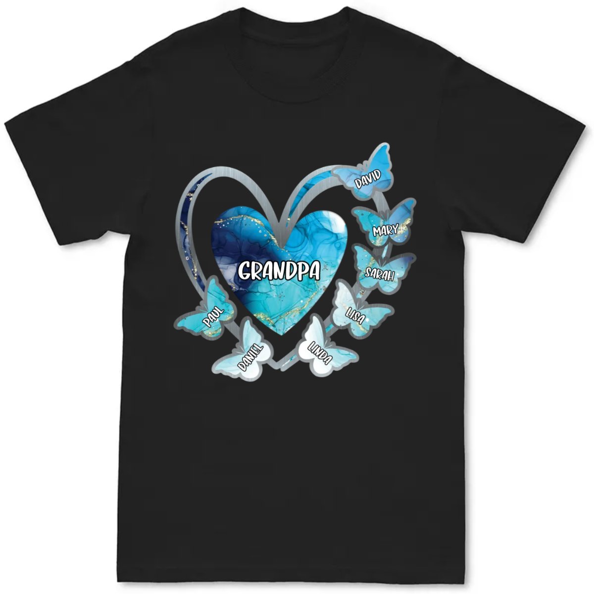 Family - Grandma, Mom Heart Butterfly Kids V2 - Personalized Unisex T - Shirt - Makezbright Gifts