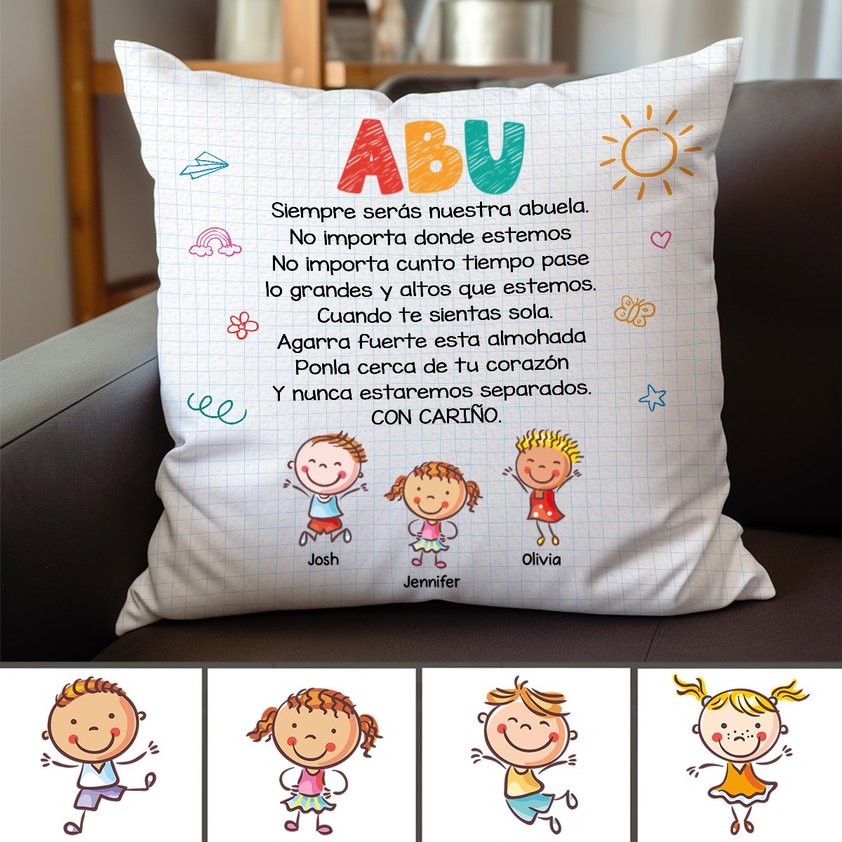 Family - Grandma Spanish Abuela - Personalized Pillow - Makezbright Gifts