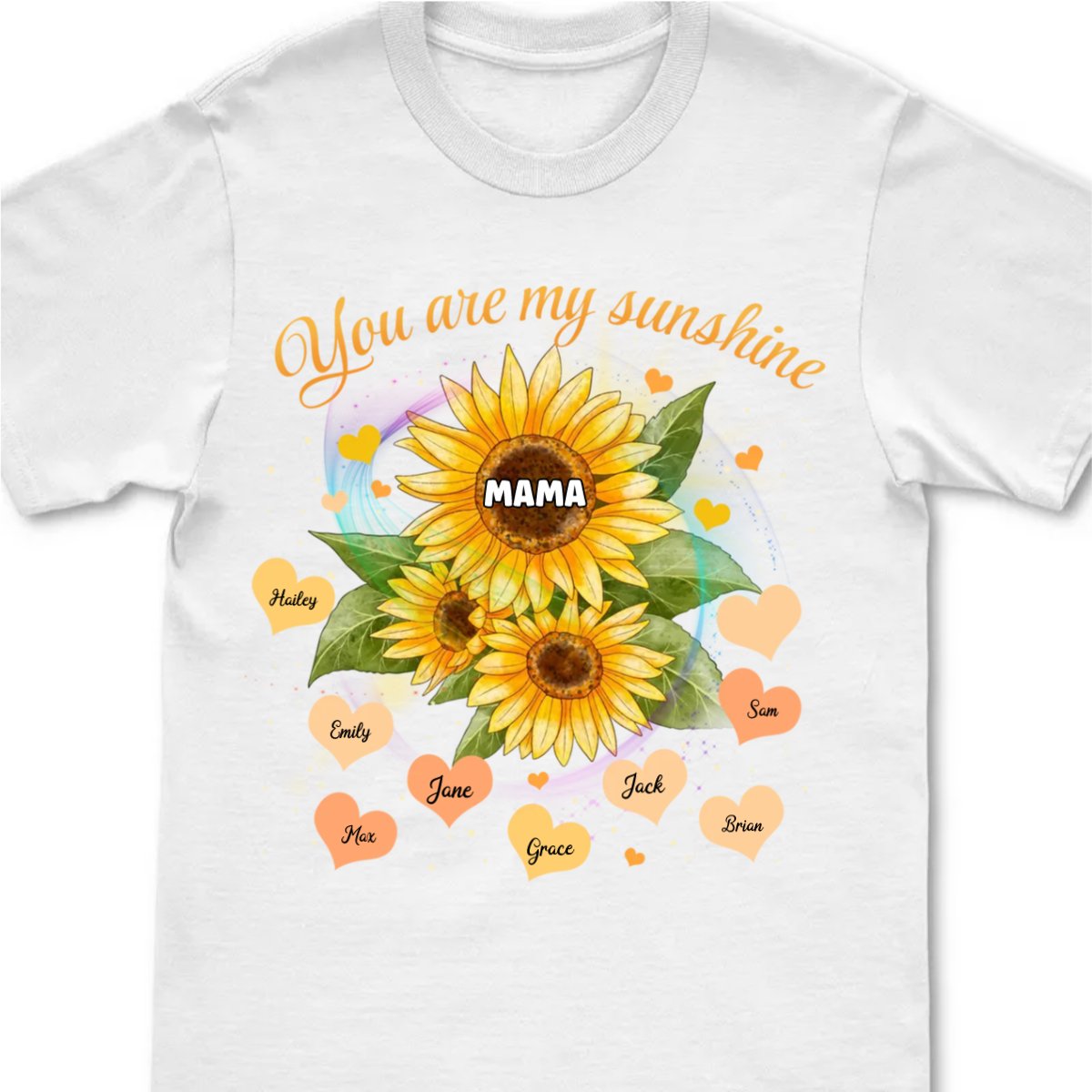 Family - Grandma Sunflower You Are My Sunshine - Personalized Unisex T - shirt - Makezbright Gifts