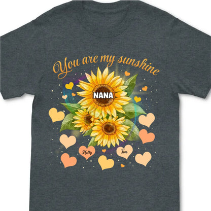 Family - Grandma Sunflower You Are My Sunshine - Personalized Unisex T - shirt - Makezbright Gifts