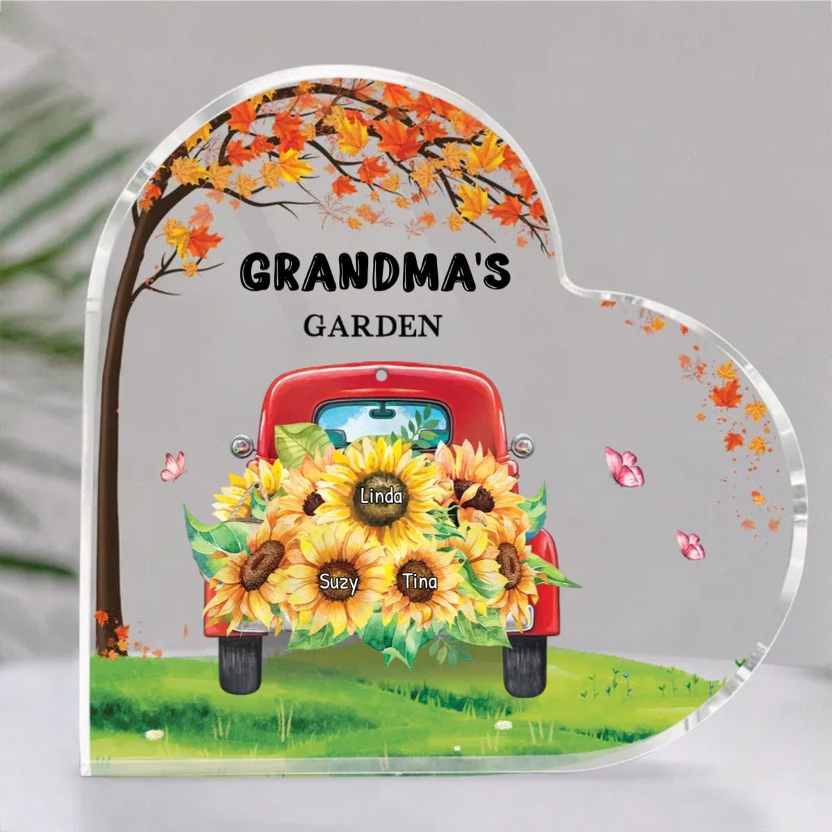 Family - Grandma Sunflowers Garden - Personalized Acrylic Plaque - Makezbright Gifts