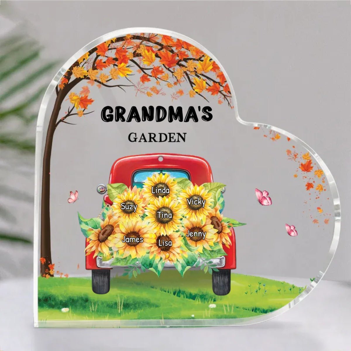 Family - Grandma Sunflowers Garden - Personalized Acrylic Plaque - Makezbright Gifts