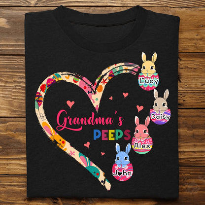 Family - Grandma's Peeps - Personalized Unisex T - shirt - Makezbright Gifts