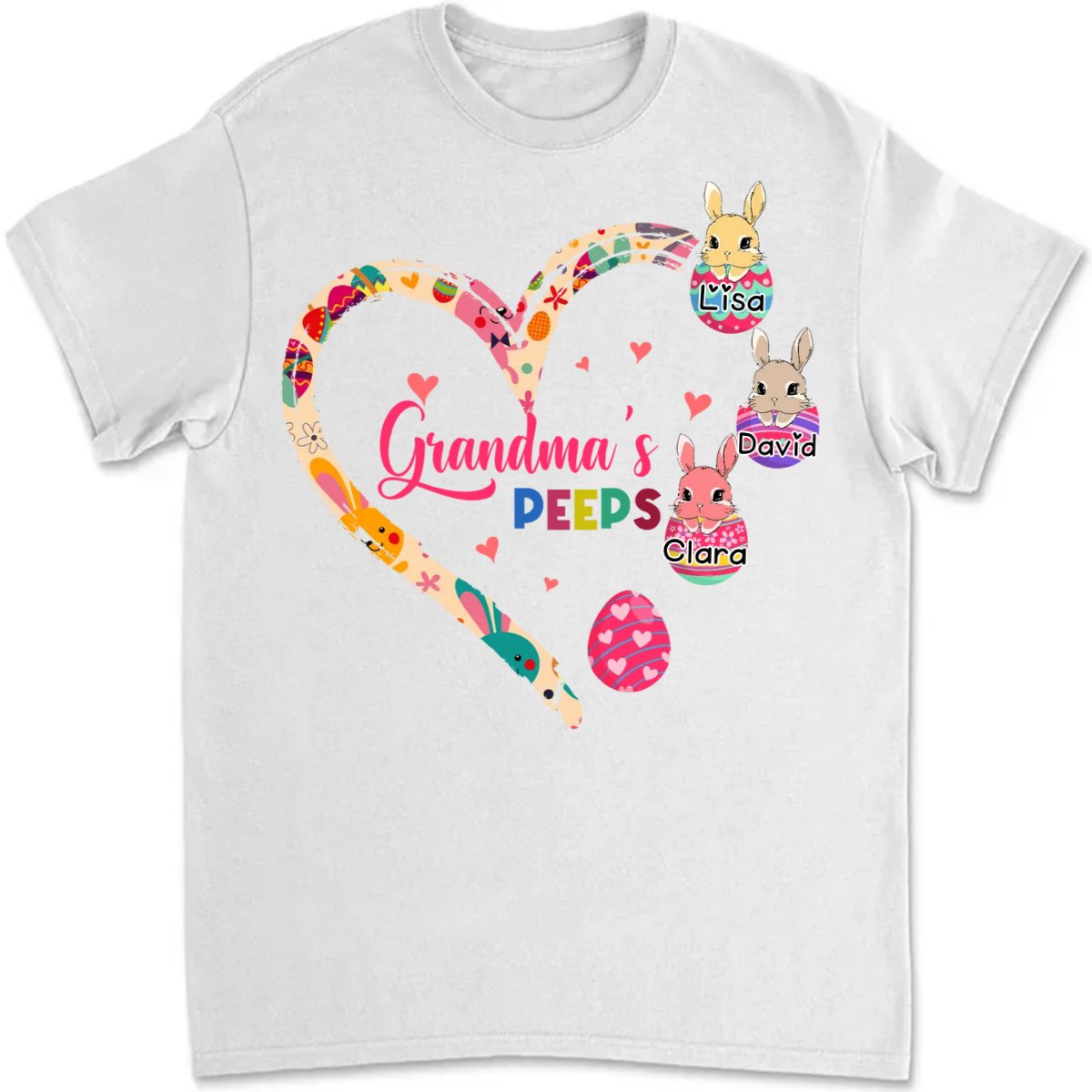 Family - Grandma's Peeps - Personalized Unisex T - shirt - Makezbright Gifts