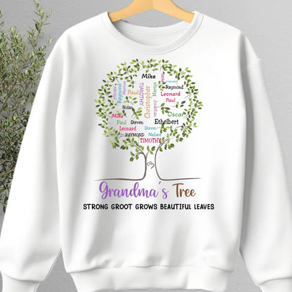 Family - Grandma's Tree Strong Groot Grows Beautiful Leaves - Personalized Unisex T - shirt, Hoodie, Sweatshirt - Makezbright Gifts