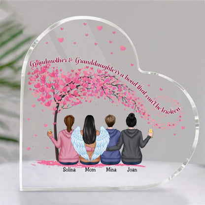 Family - Grandmother & Granddaughters A Bond That Can't Be Broken - Personalized Acrylic Plaque (LH) - Makezbright Gifts