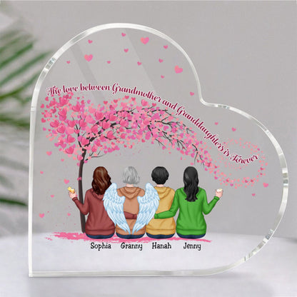 Family - Grandmother & Granddaughters Forever Linked Together - Personalized Acrylic Plaque (LH) - Makezbright Gifts