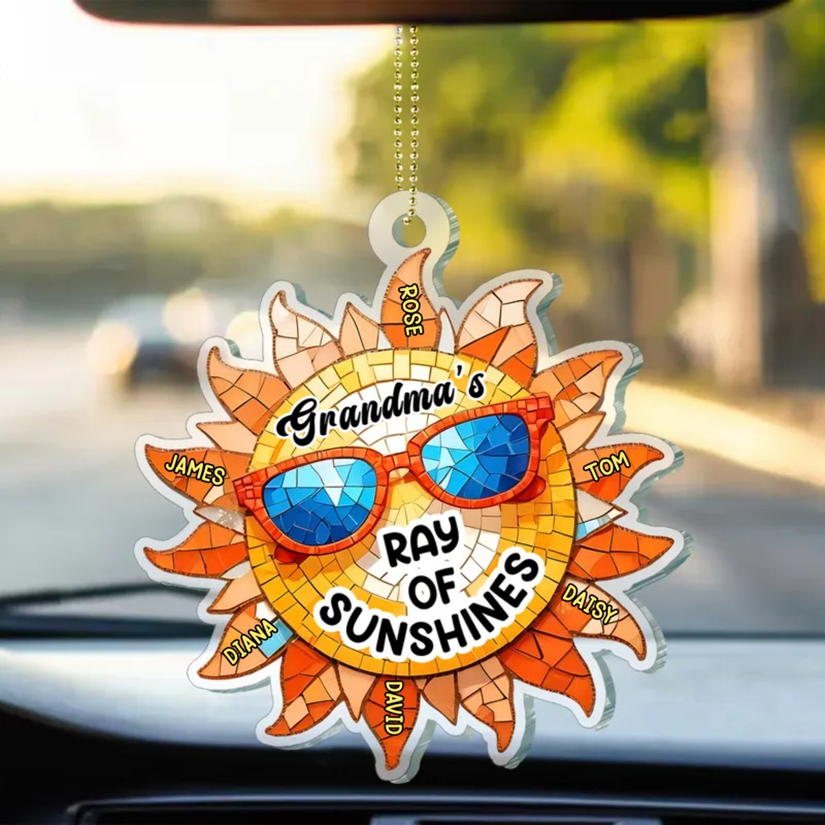 Family - Grandmother Rays Of Sunshine - Personalized Acrylic Car Hanger - Makezbright Gifts