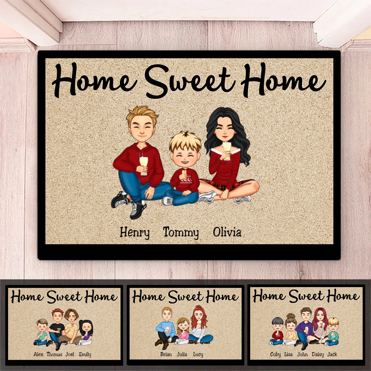 Family - Home Sweet Home With Our Kids - Personalized Doormat - Makezbright Gifts