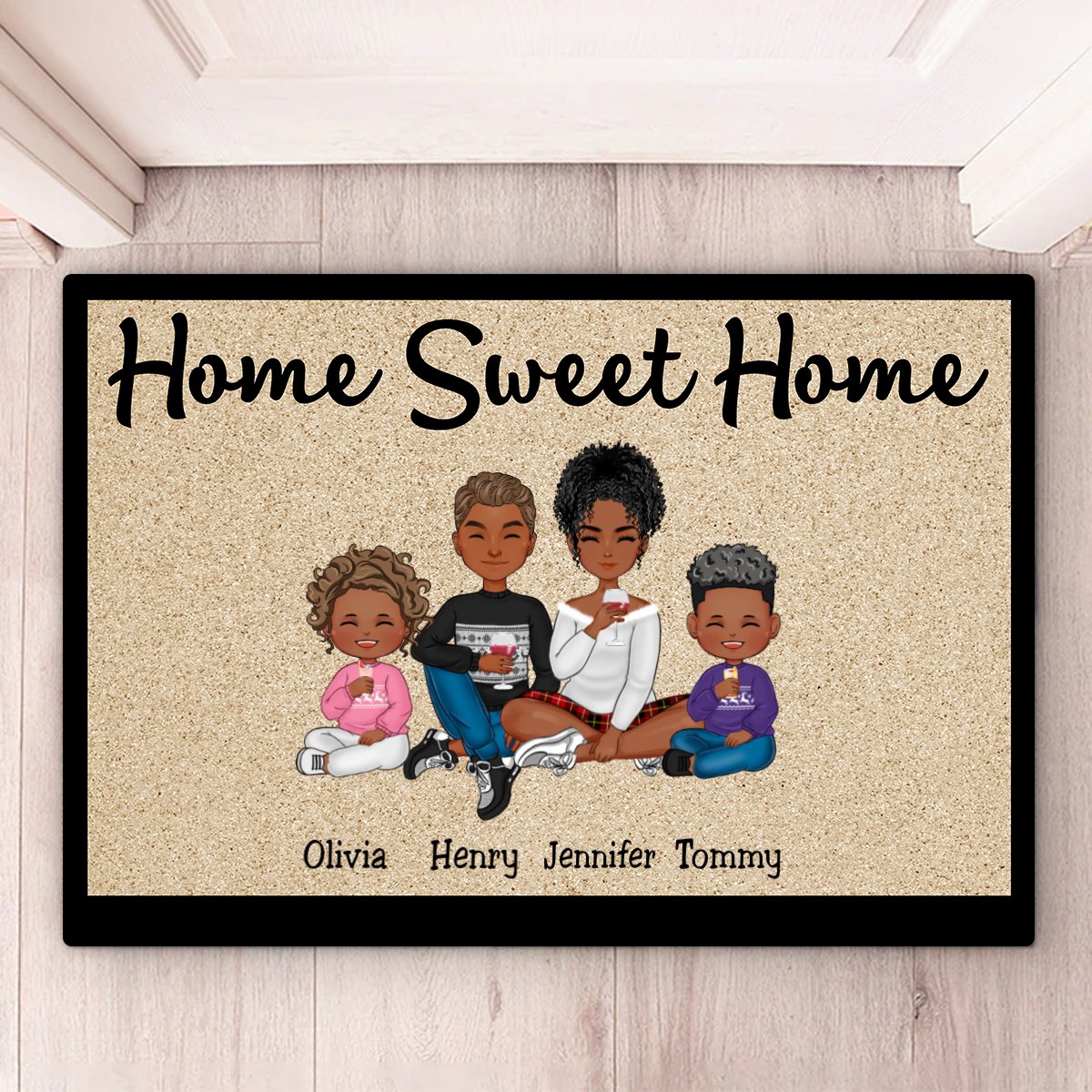 Family - Home Sweet Home With Our Kids - Personalized Doormat - Makezbright Gifts