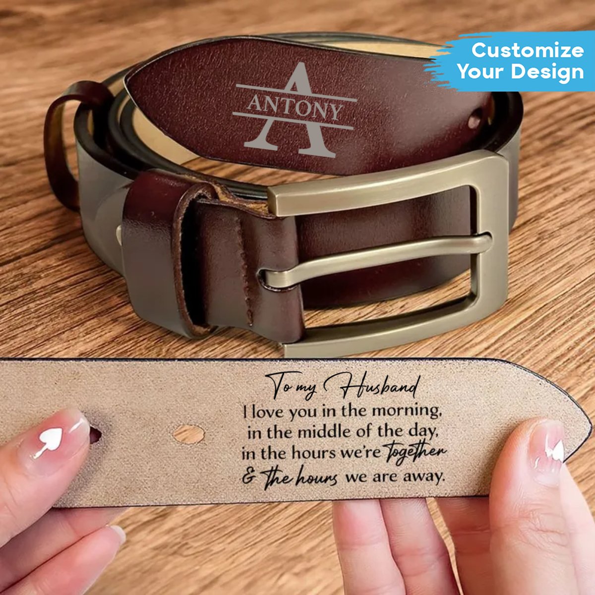 Family - I Love You Every Day - Personalized Engraved Leather Belt - Makezbright Gifts