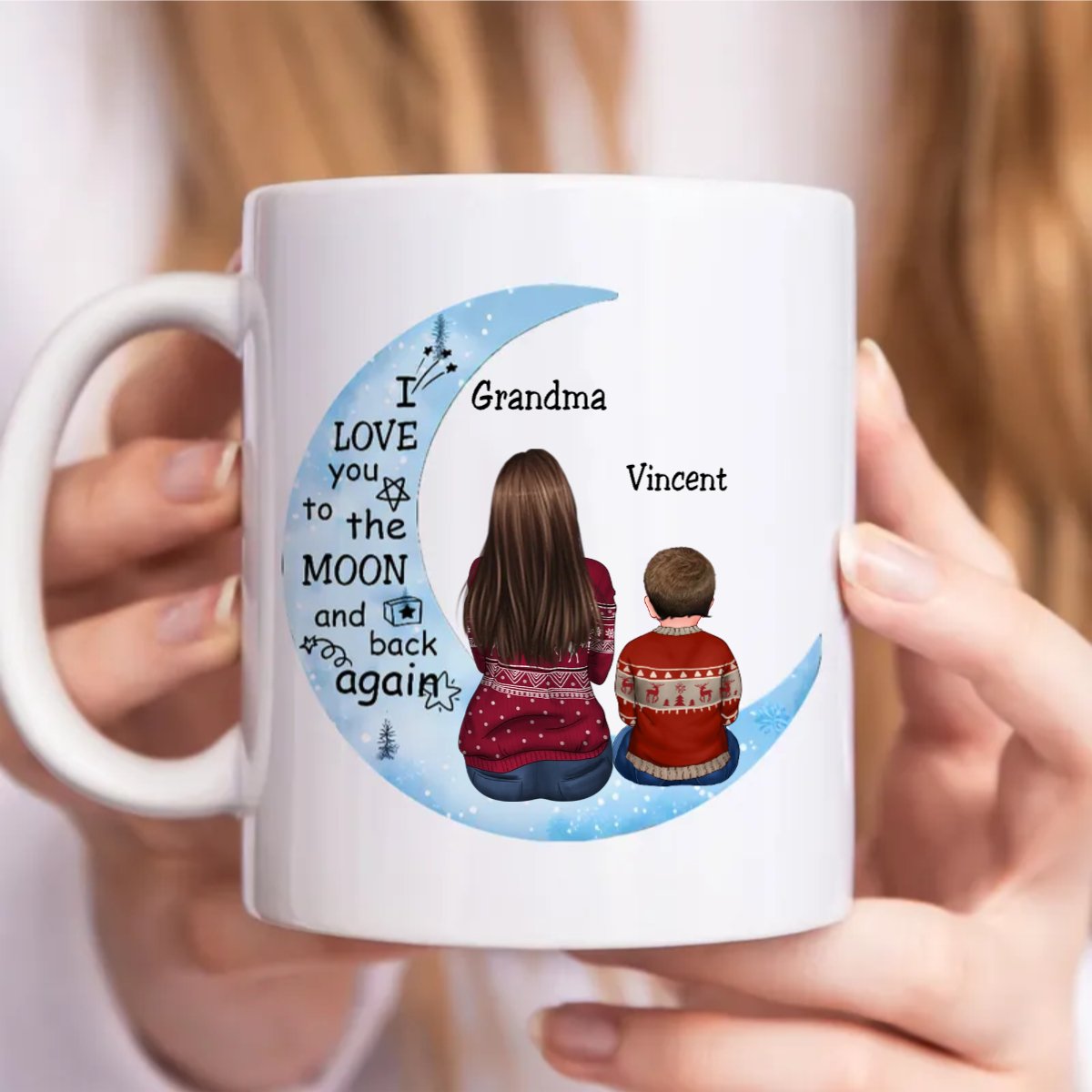 Family - I Love You To The Moon And Back Again - Personalized Mug - Makezbright Gifts