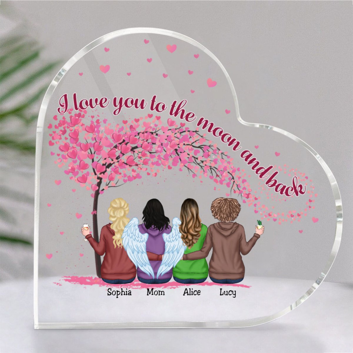 Family - I Love You To The Moon And Back - Personalized Acrylic Plaque (LH) - Makezbright Gifts