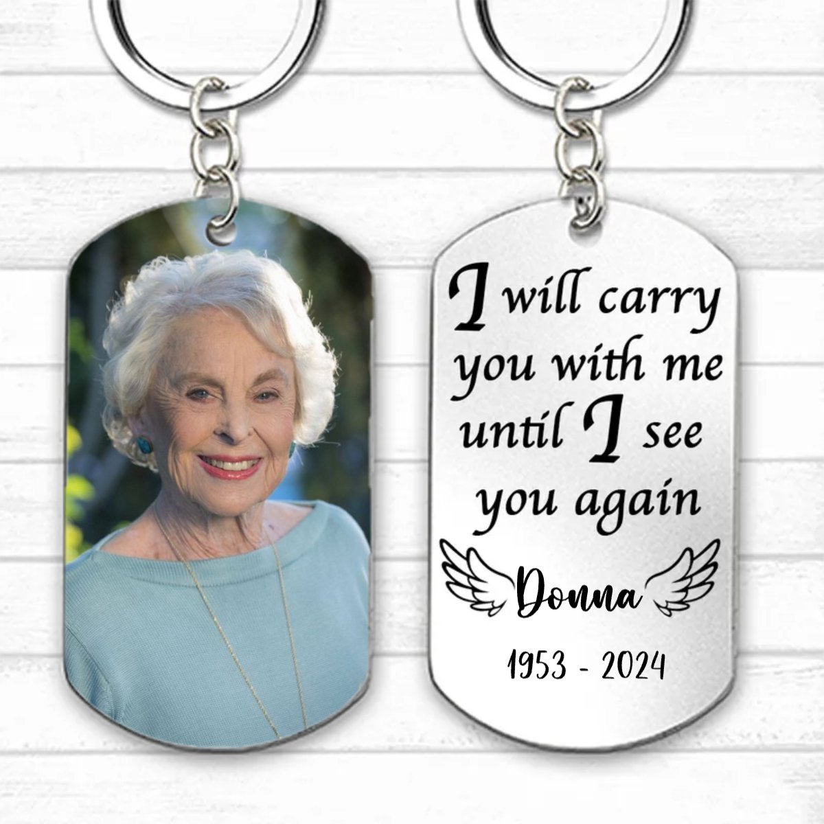 Family - I Will Carry You With Me Until I See You Again - Personalized Stainless Steel Keychain (HJ) - Makezbright Gifts