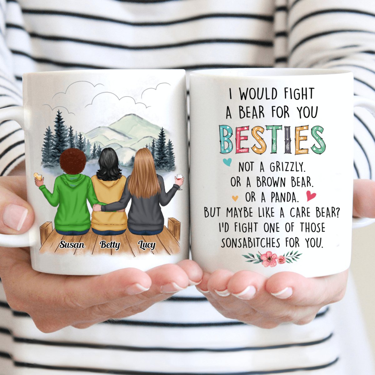 Family - I Would Fight A Bear For You Sisters - Personalized Mug - Makezbright Gifts