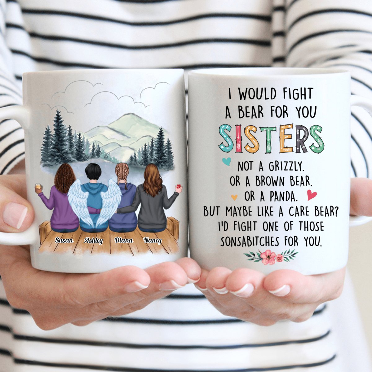 Family - I Would Fight A Bear For You Sisters - Personalized Mug - Makezbright Gifts