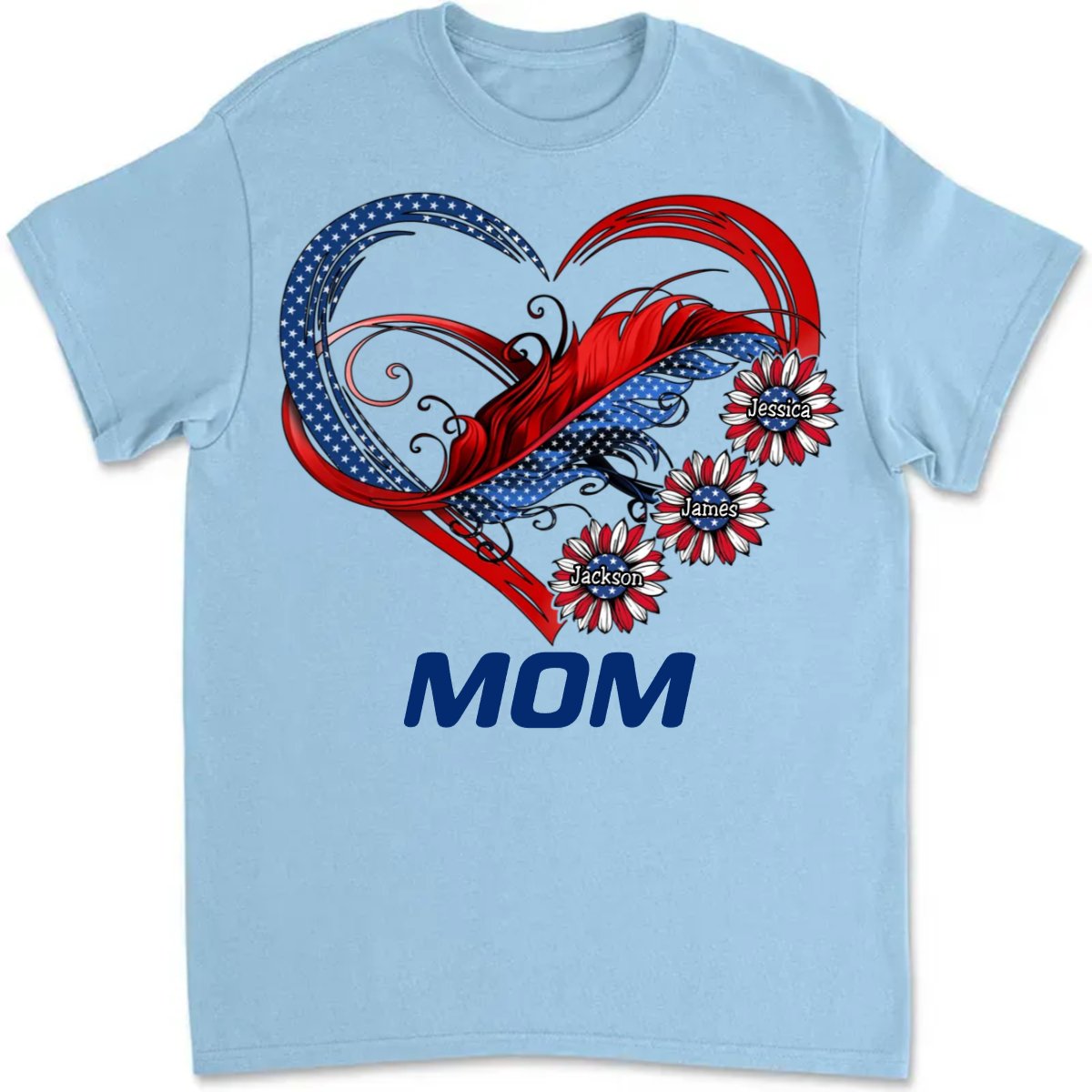 Family - Independence Day Grandma Mom Custom Nickname Names Family Heart Infinity July 4th - Personalized Unisex T - shirt - Makezbright Gifts