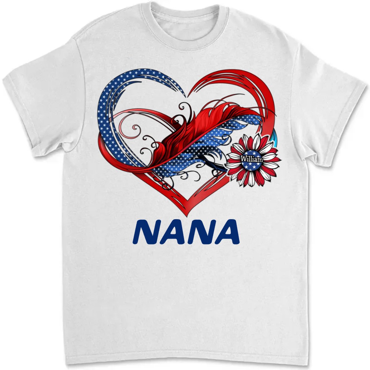 Family - Independence Day Grandma Mom Custom Nickname Names Family Heart Infinity July 4th - Personalized Unisex T - shirt - Makezbright Gifts