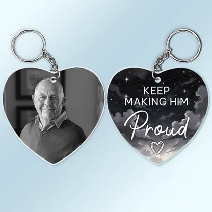 Family - Keep Making Her Proud - Personalized Acrylic Keychain - Makezbright Gifts