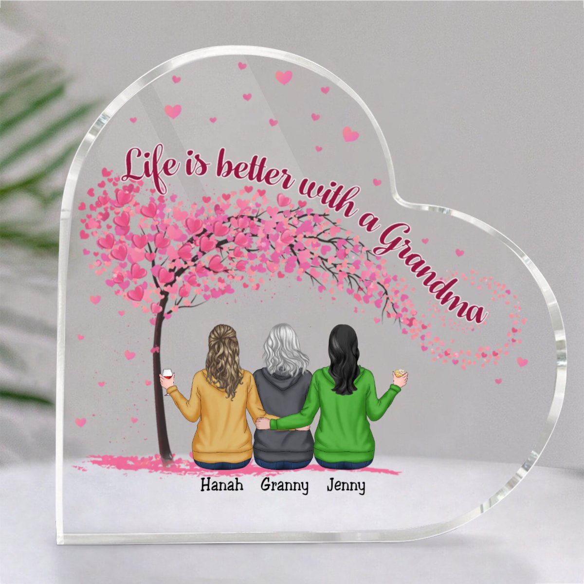 Family - Life Is Better With A Grandma - Personalized Acrylic Plaque (LH) - Makezbright Gifts