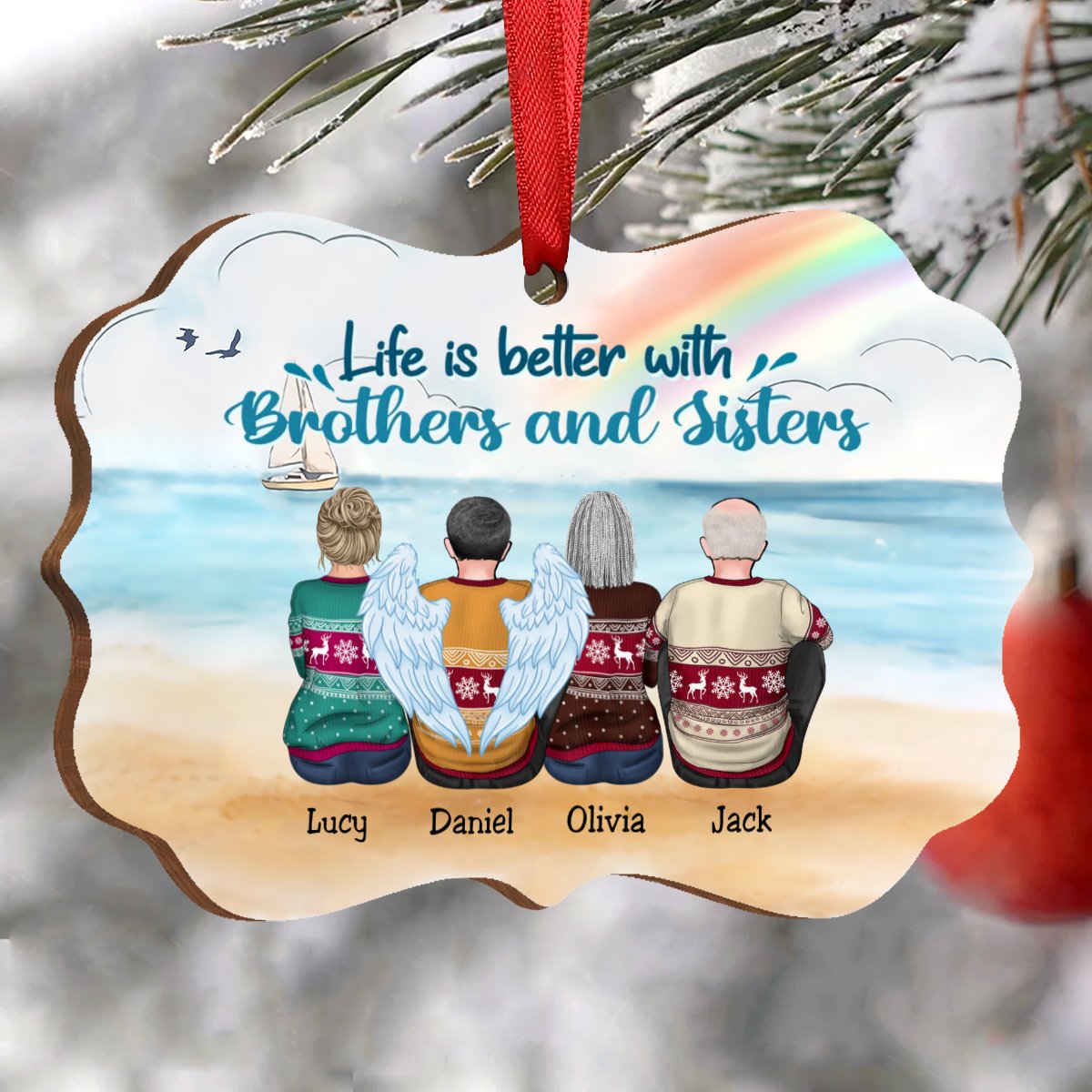 Family - Life Is Better With Brothers And Sisters - Personalized Acrylic Ornament - Makezbright Gifts