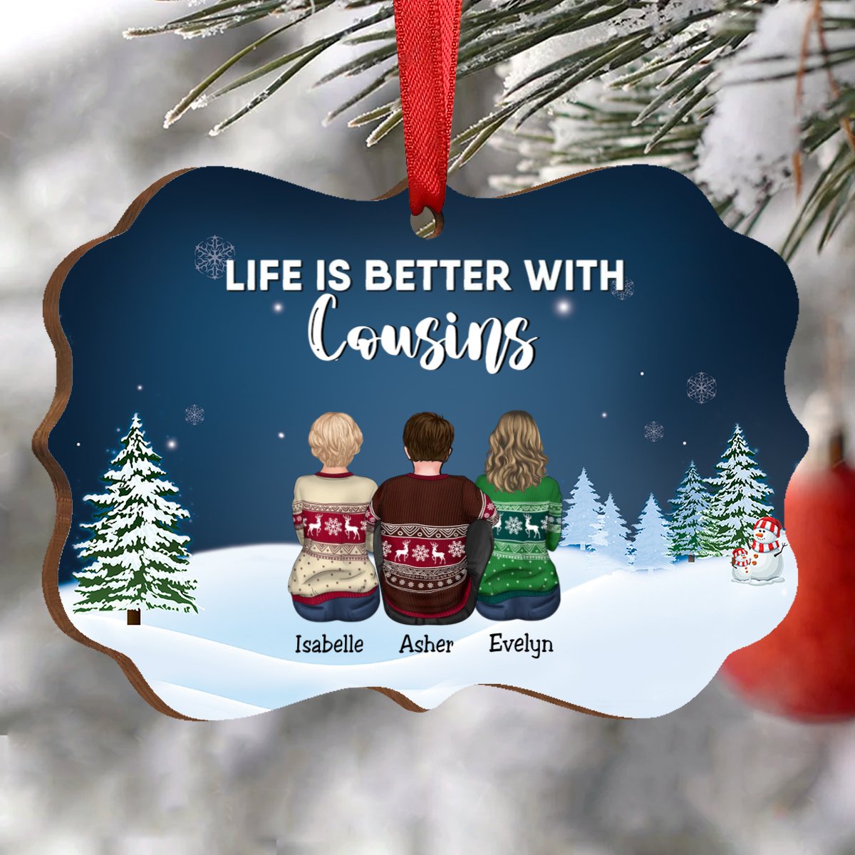 Family - Life Is Better With Brothers & Sisters - Personalized Christmas Ornament - Makezbright Gifts