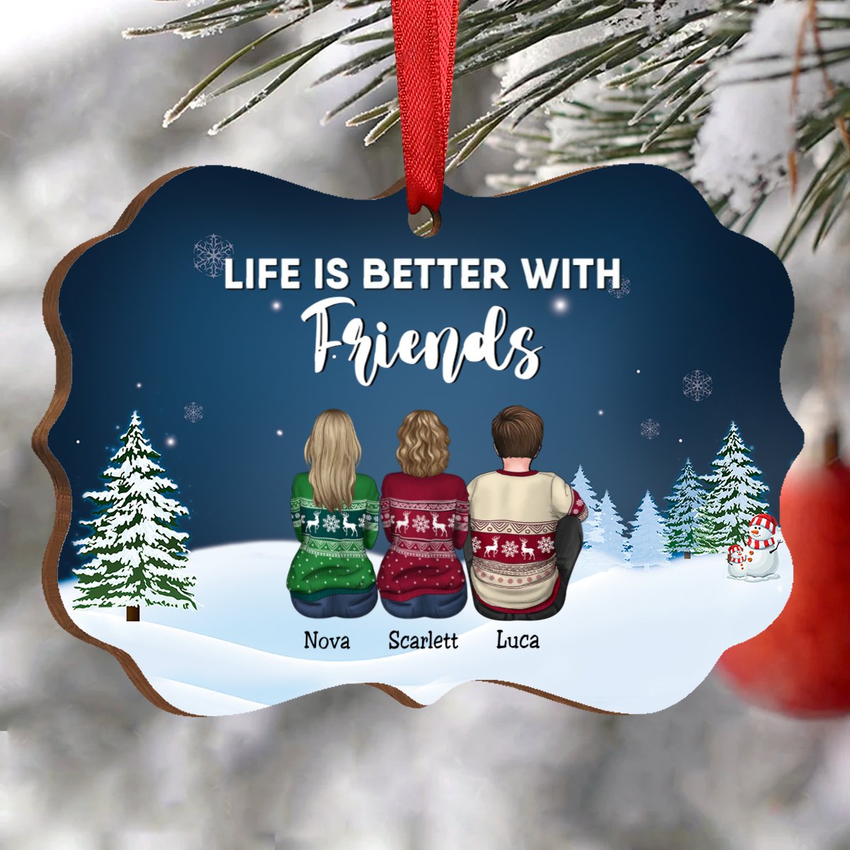 Family - Life Is Better With Brothers & Sisters - Personalized Christmas Ornament - Makezbright Gifts