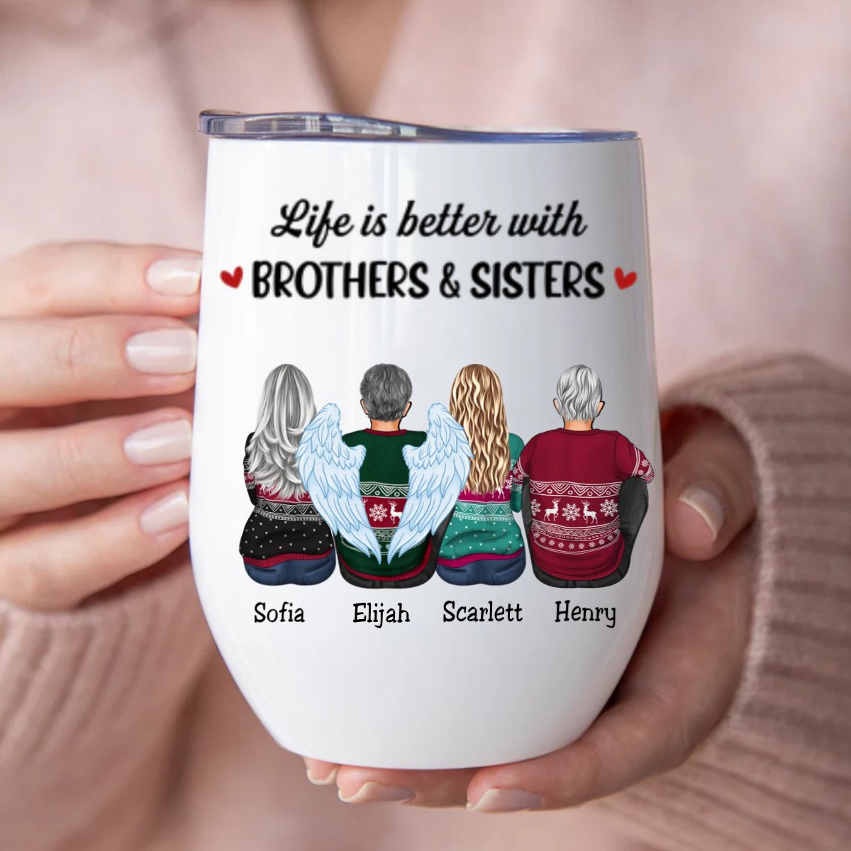 Family - Life Is Better With Brothers & Sisters - Personalized Wine Tumbler (BU) - Makezbright Gifts