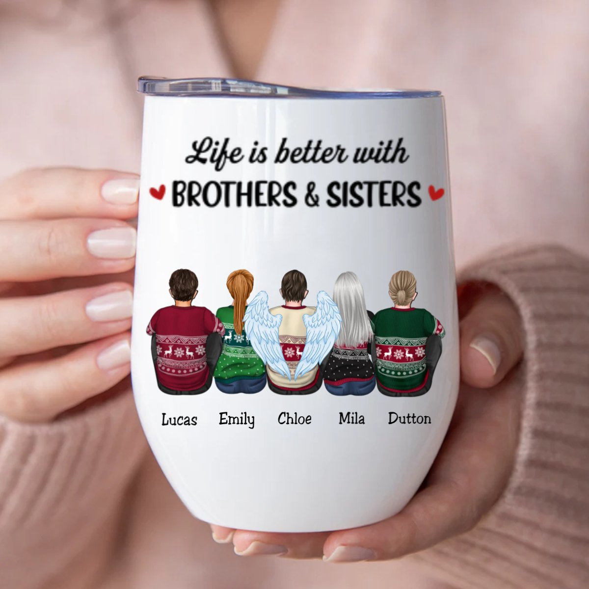 Family - Life Is Better With Brothers & Sisters - Personalized Wine Tumbler (BU) - Makezbright Gifts