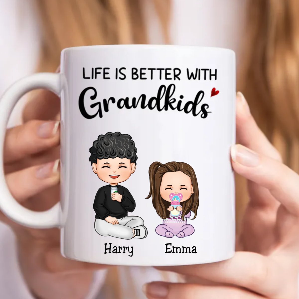 Family - Life Is Better With Grandkids - Personalized Mug - Makezbright Gifts