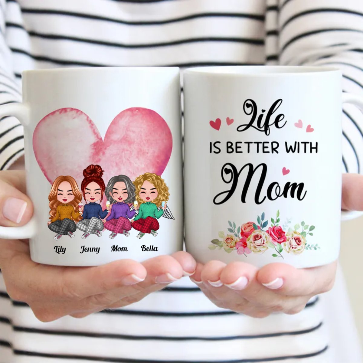 Family - Life is Better with Mom - Personalized Mug (LI) V2 - Makezbright Gifts