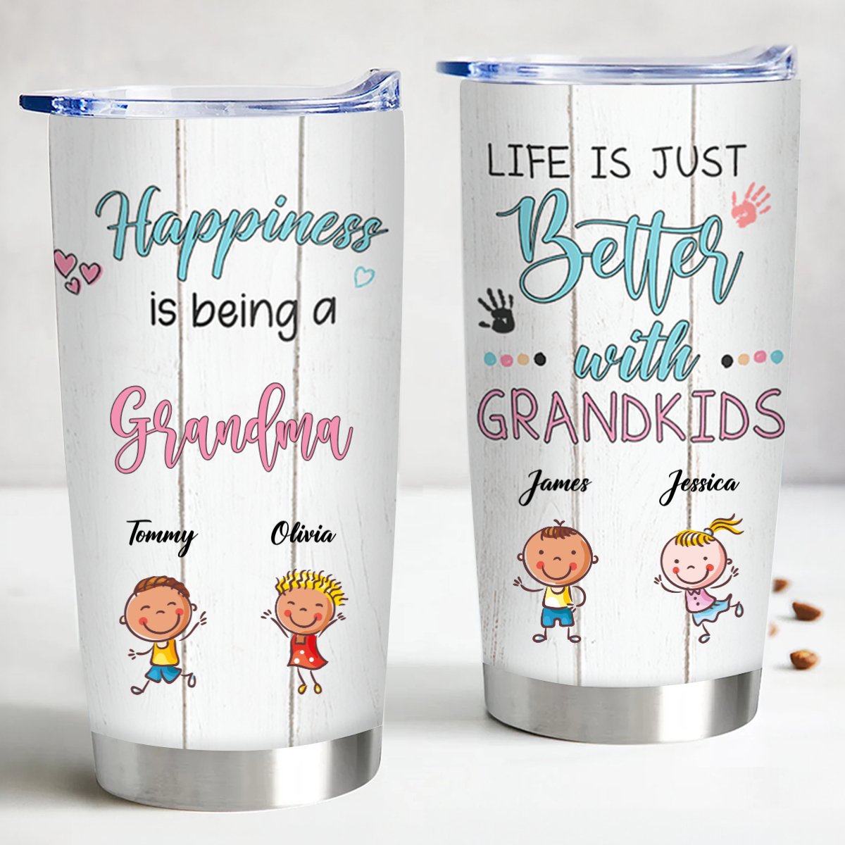 Family - Life Is Just Better With Grandkids - Personalized Tumbler - Gift For Grandma - Makezbright Gifts