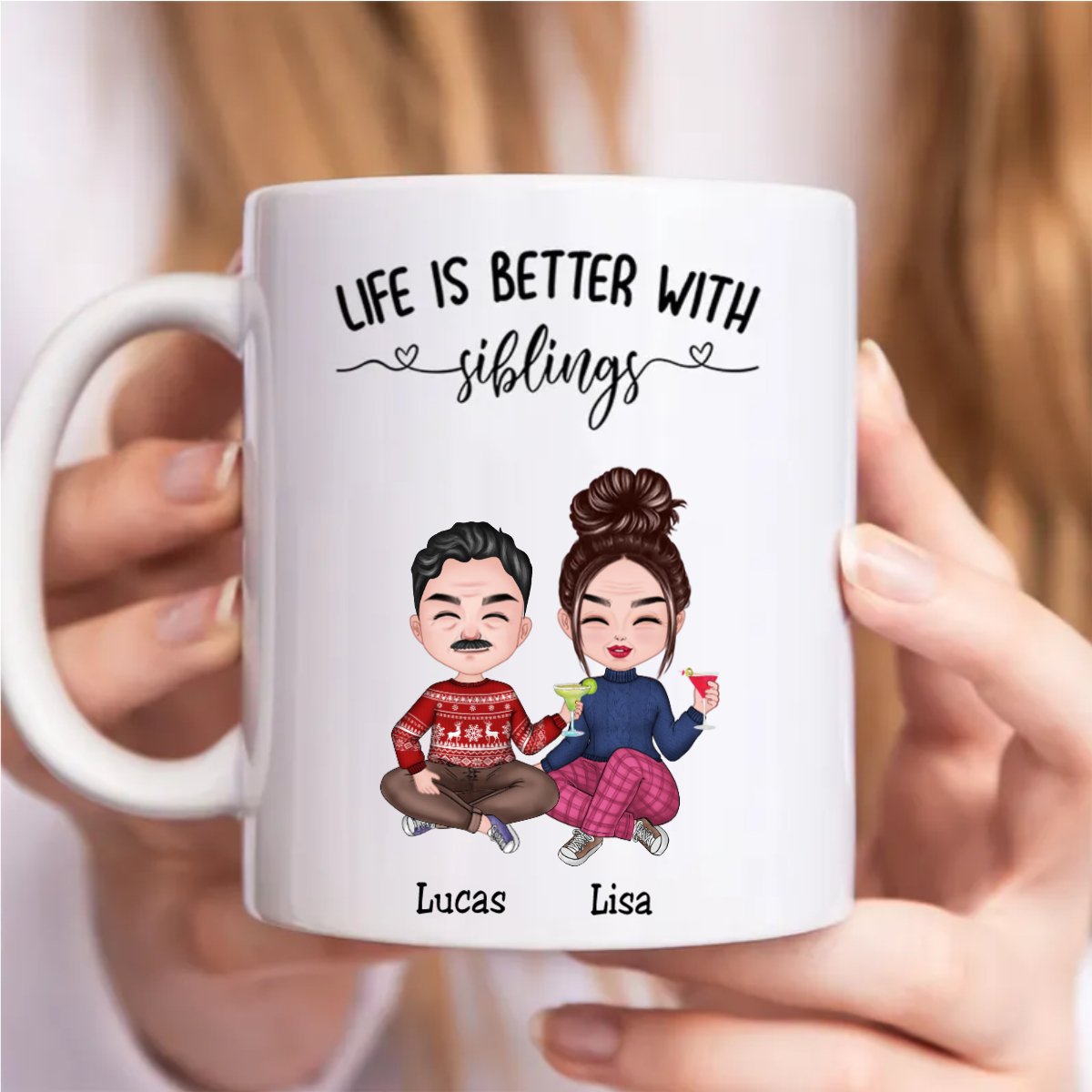 Family - Like Is Better With Siblings - Personalized Mug - Makezbright Gifts