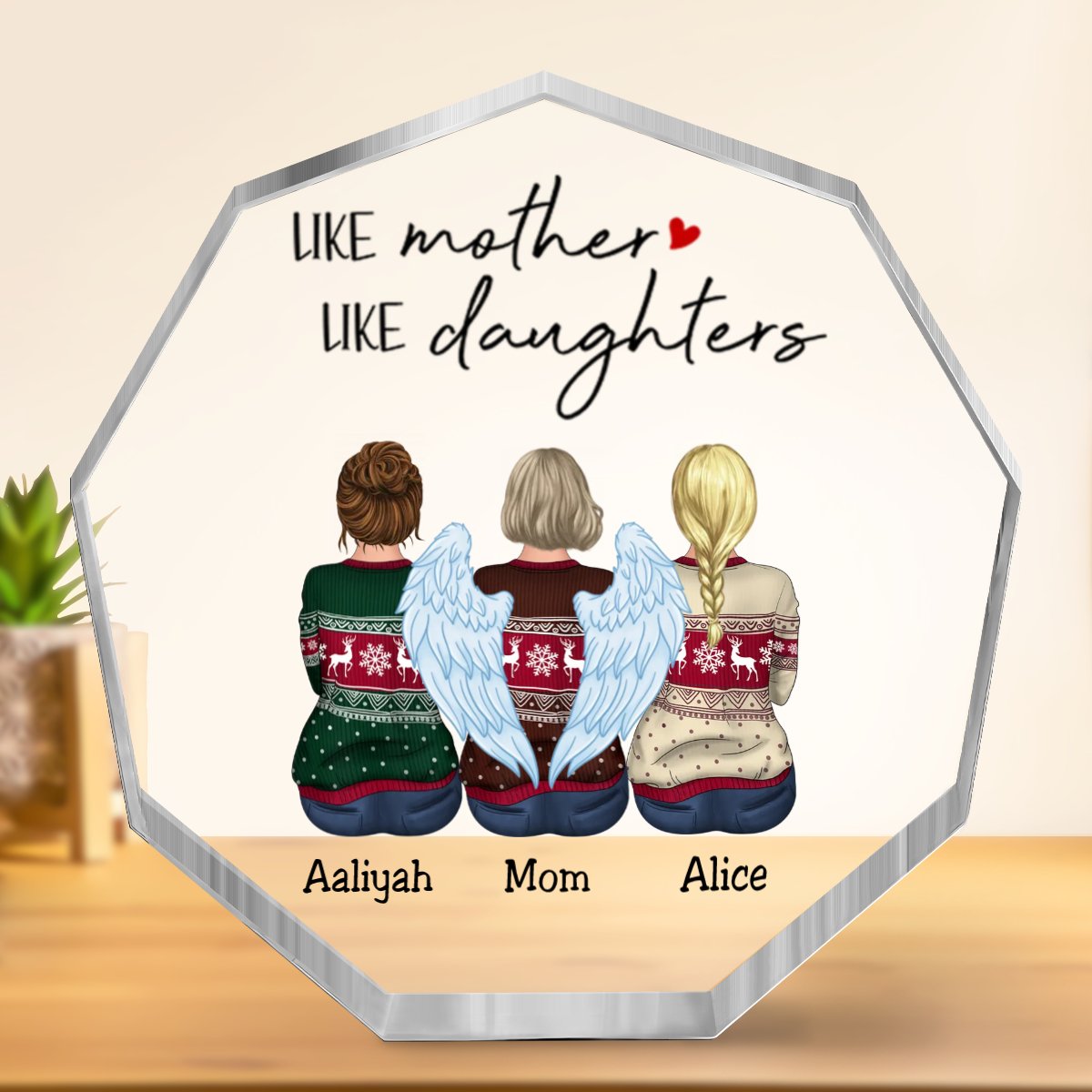 Family - Like Mother Like Daughter - Personalized Nonagon Acrylic Plaque (Ver. 2) - Makezbright Gifts