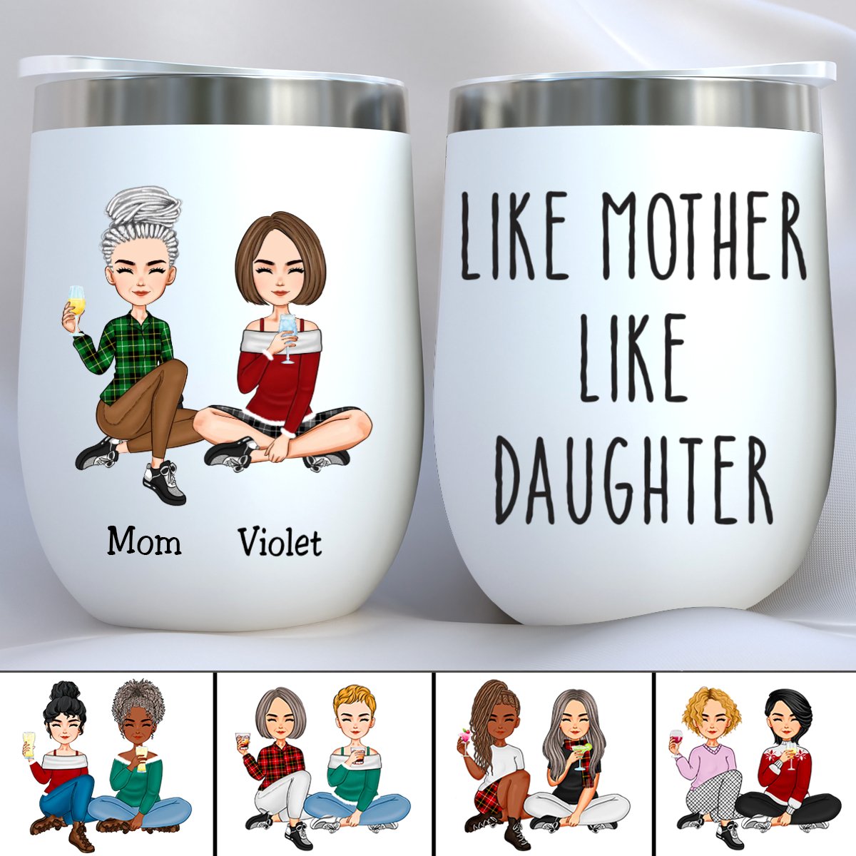 Family - Like Mother Like Daughter - Personalized Wine Tumbler (NV) - Makezbright Gifts