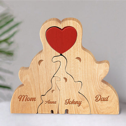 Family - Love Elephant Family - Personalized Wooden Puzzle - Makezbright Gifts