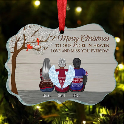 Family - Merry Christmas To Our Angels In Heaven Love And Miss You Everyday - Personalized Ornament - Makezbright Gifts