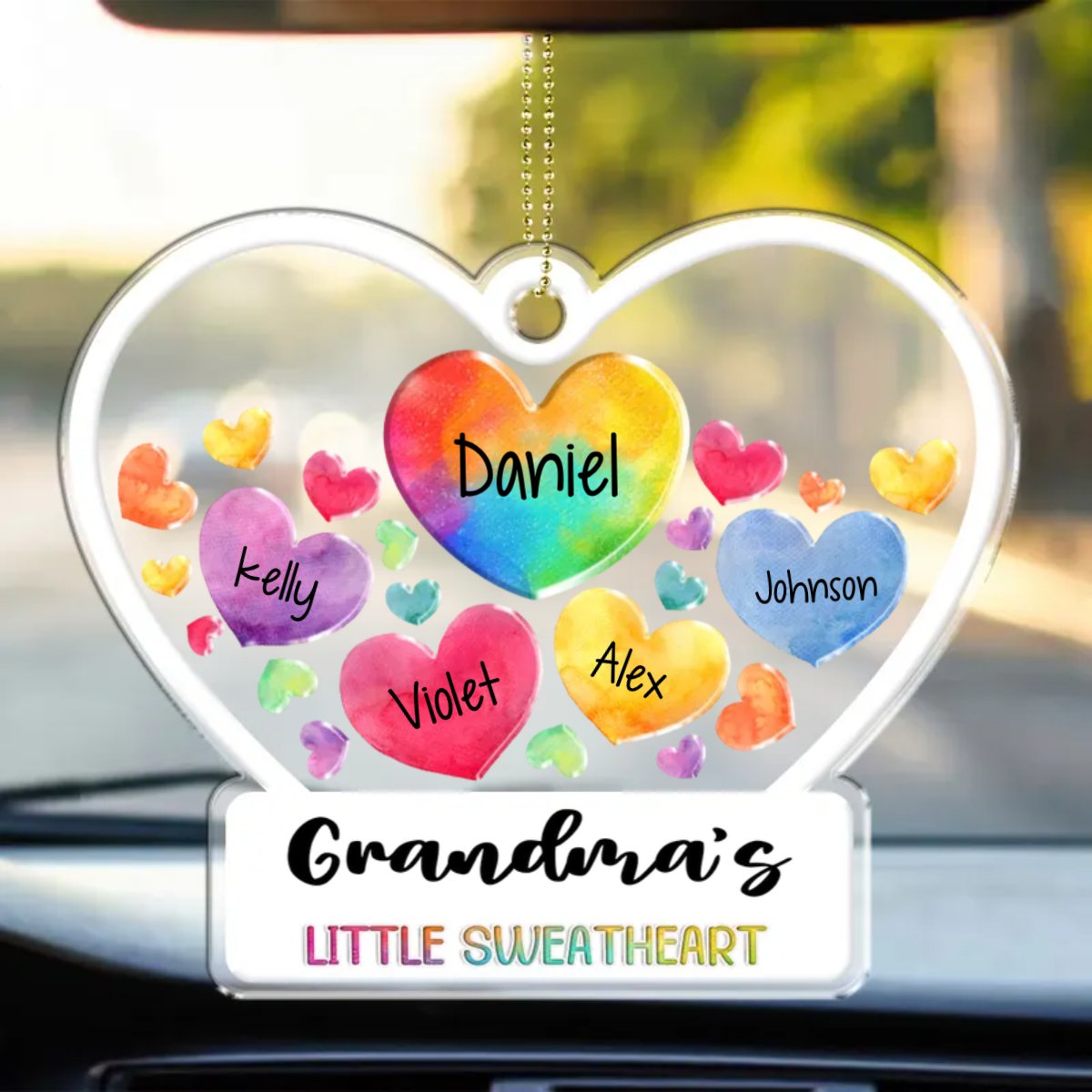 Family - Mom's Grandma's Little Sweethearts - Personalized Acrylic Car Hanger - Makezbright Gifts