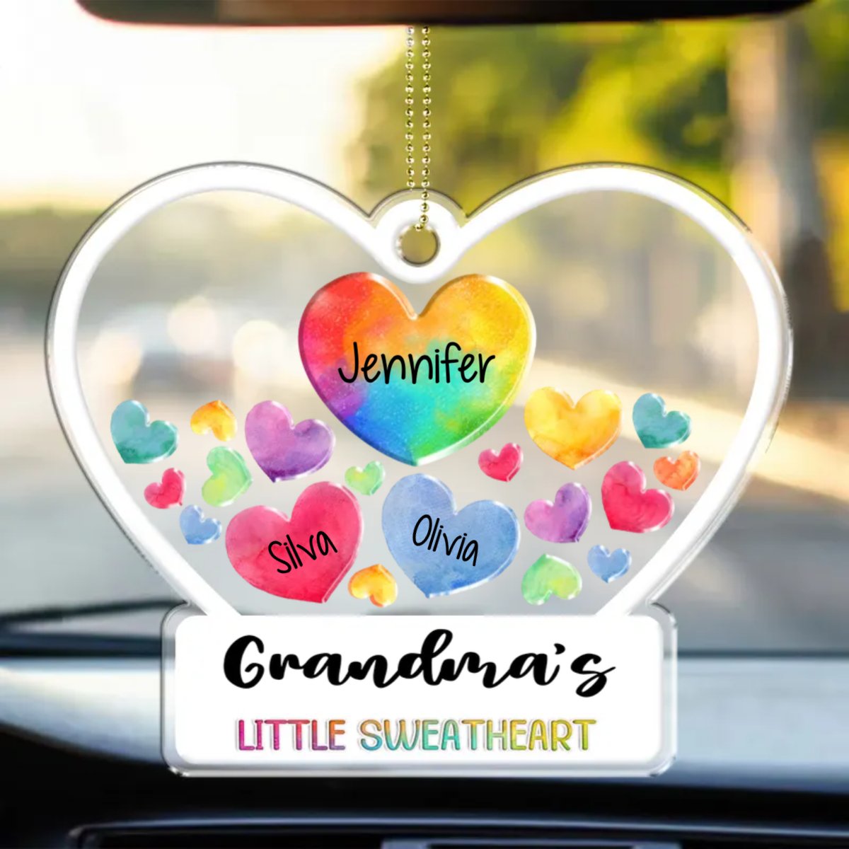 Family - Mom's Grandma's Little Sweethearts - Personalized Acrylic Car Hanger - Makezbright Gifts