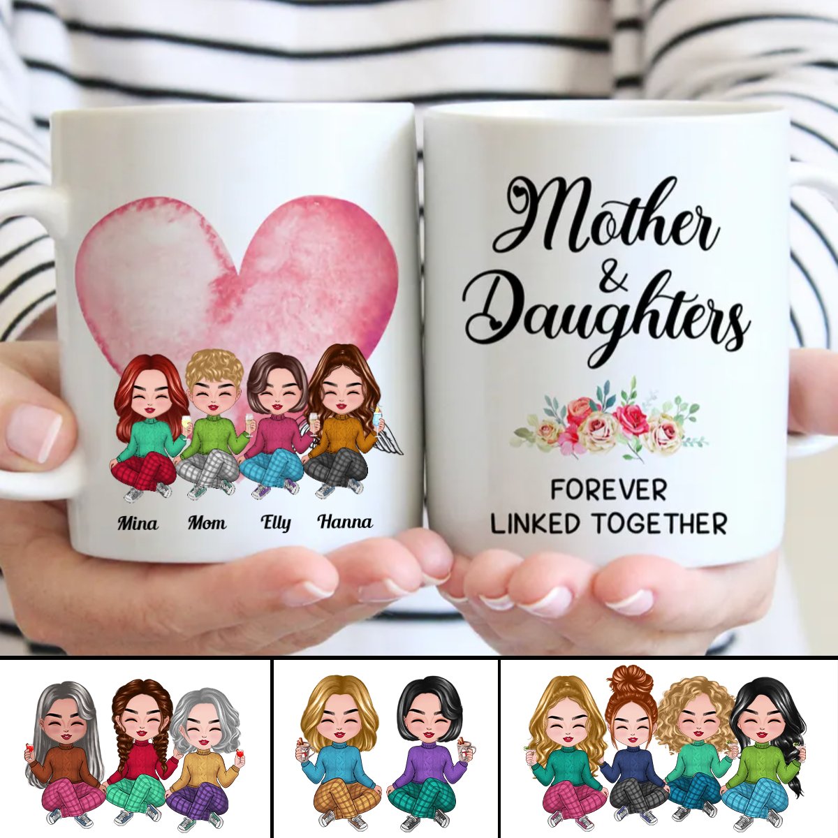 Family - Mother and Daughters A Bond That Can't Be Broken - Personalized Mug (LI) - Makezbright Gifts