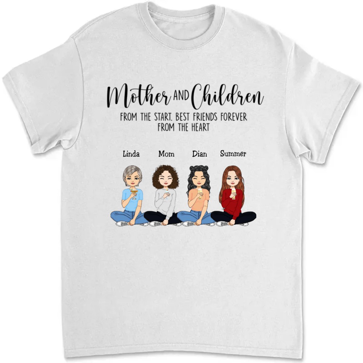 Family - Mother And Daughters Best Friends Forever - Personalized T - Shirt (AA) - Makezbright Gifts