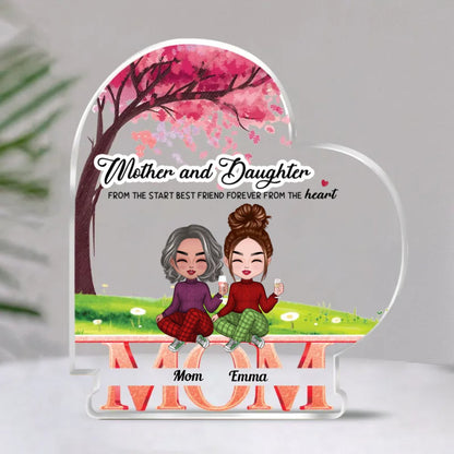 Family - Mother And Daughters From The Start, Best Friend Forever From The Heart - Personalized Acrylic Plaque (NM) - Makezbright Gifts