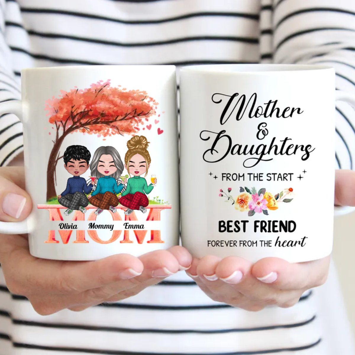 Family - Mother And Daughters From The Start, Best Friend Forever From The Heart - Personalized Mug (NM) - Makezbright Gifts