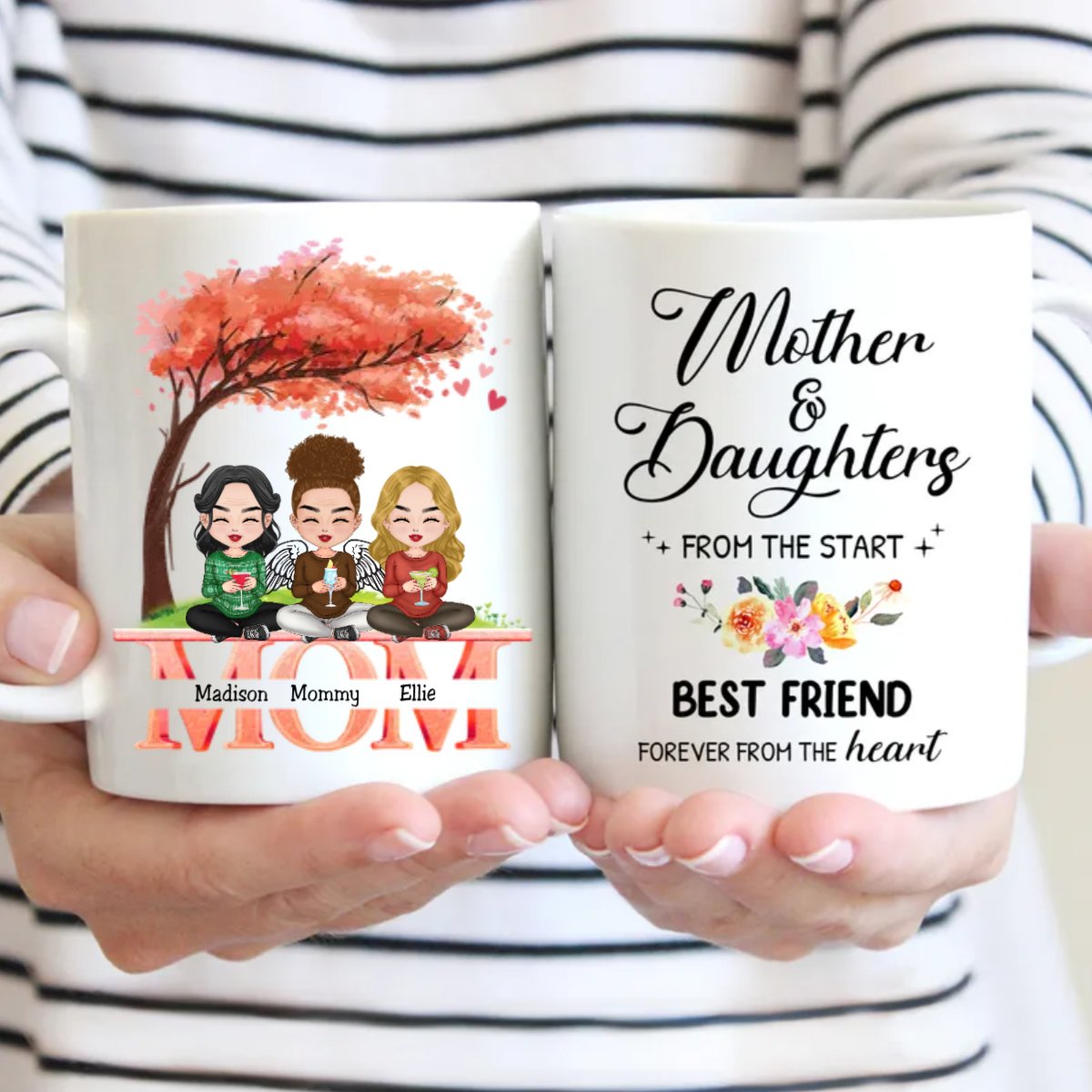 Family - Mother And Daughters From The Start, Best Friend Forever From The Heart - Personalized Mug (Ver. 2) - Makezbright Gifts