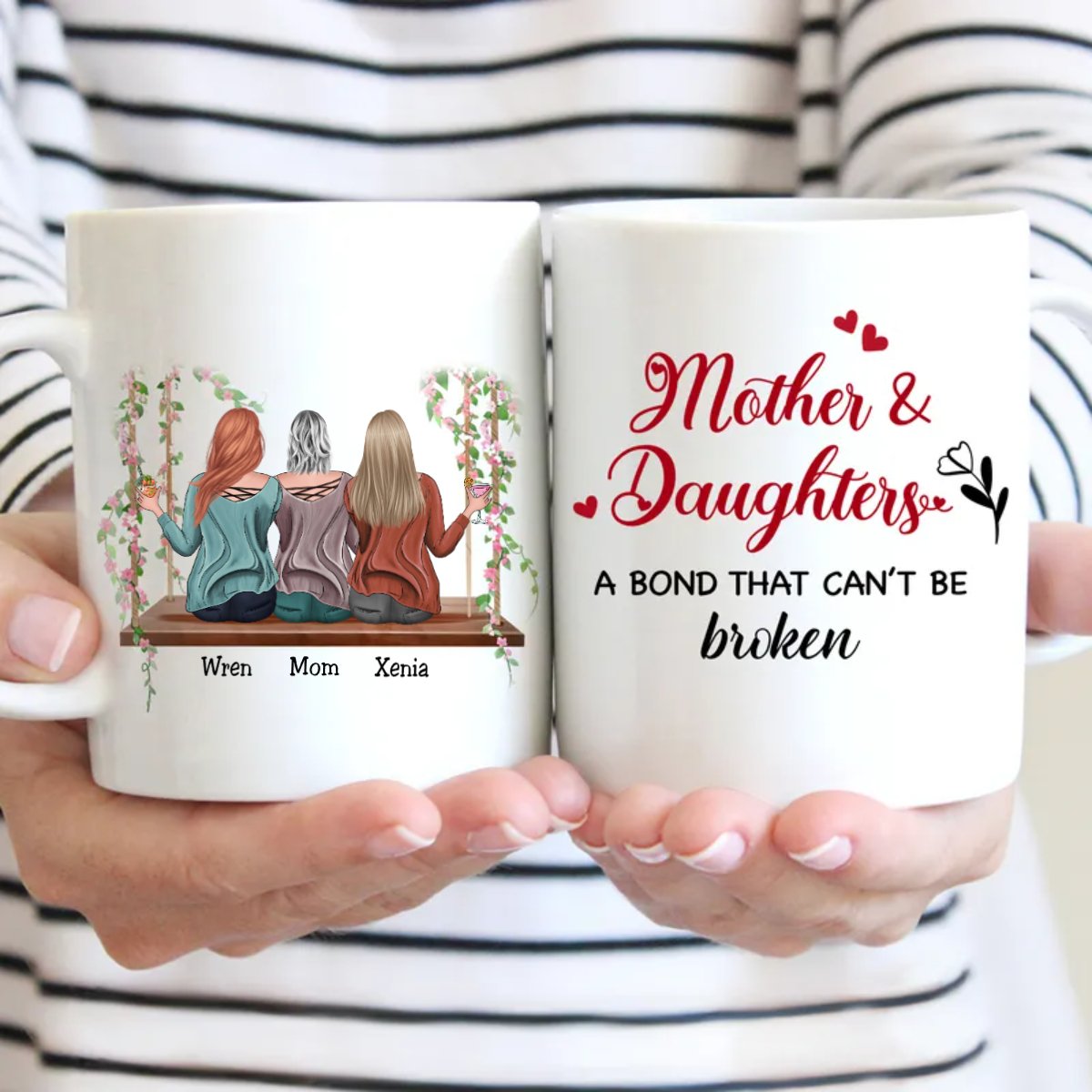 Family - Mother & Daughters A Bond That Can't Be Broken - Personalized Mugs - Makezbright Gifts